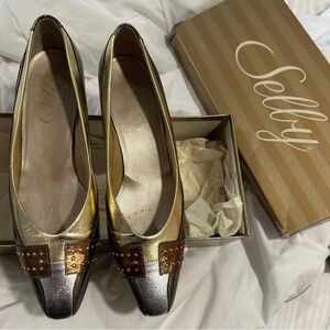 Vintage Selby Comfort Marcy Metallic Kid Multi Flex Gold/Bronze Size 7AA‎ in box